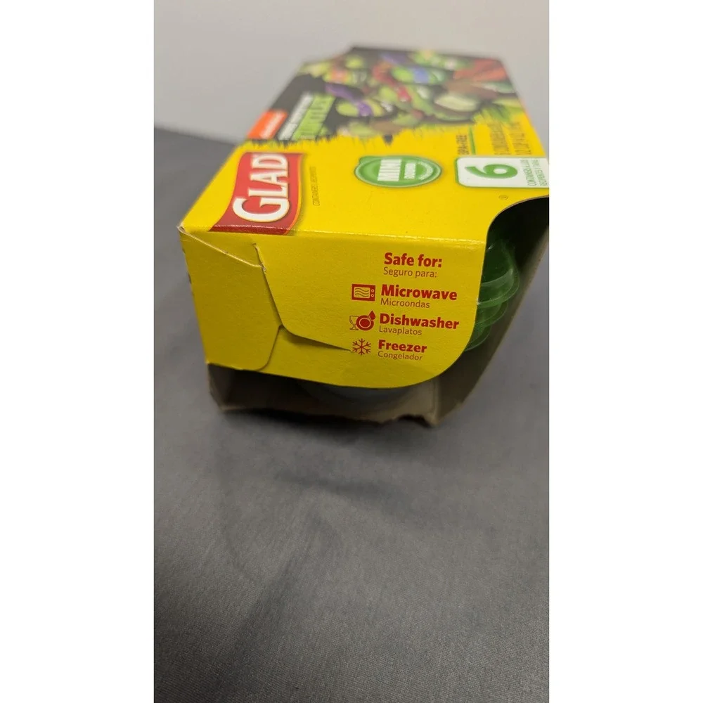 Glad TMNT Mini Round Food Containers 6ct 4oz 16 BPA-Free Plastic Storage